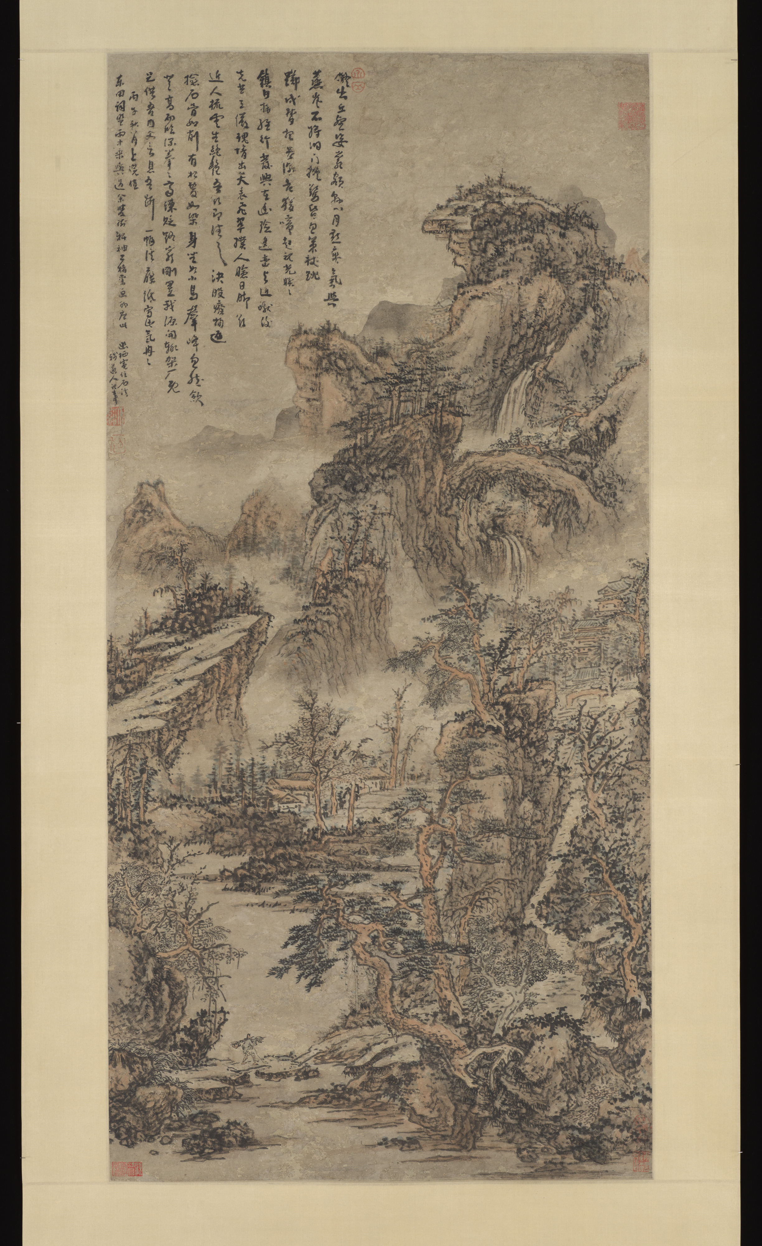 清代林峦暮色图